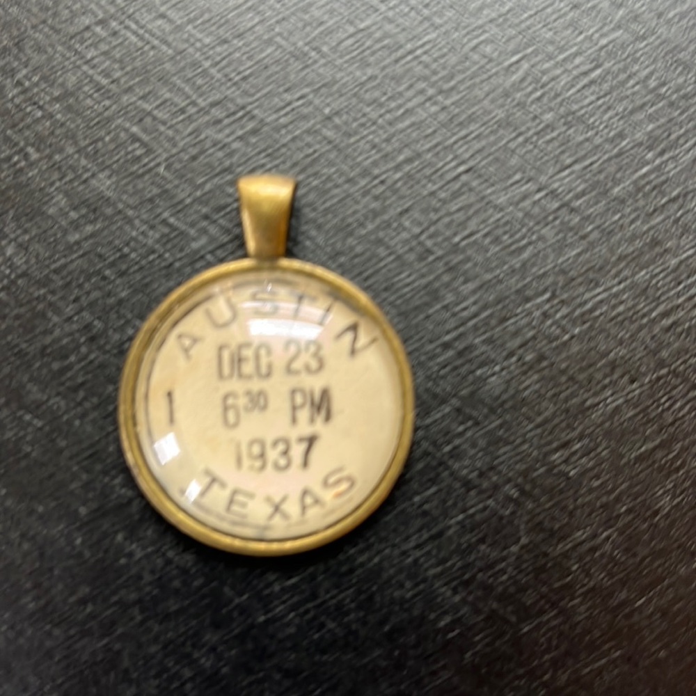 Vintage stamp pendant. No chain. Austin TX 1937